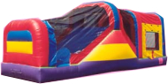 Jump in the bounce house, climb the hill and slide down this awesome inflatable game for your children's party!